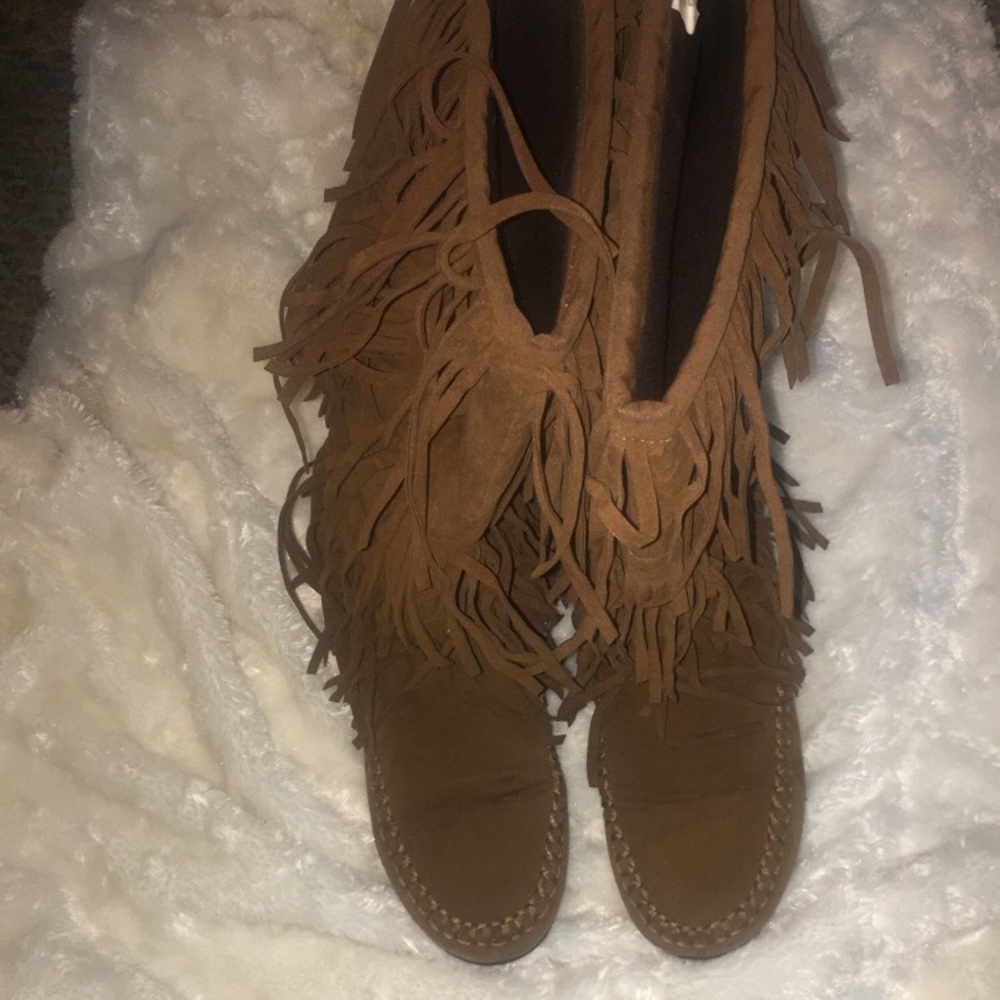 Brown moccasin boots